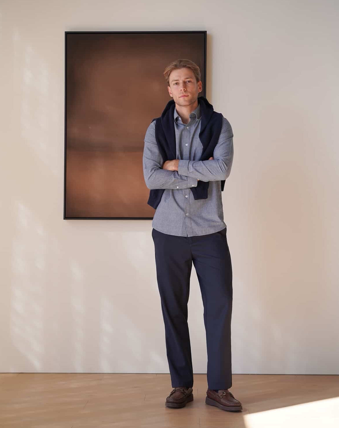 Asuwere men’s fashion brand shoot with Michelle Wilkin artwork