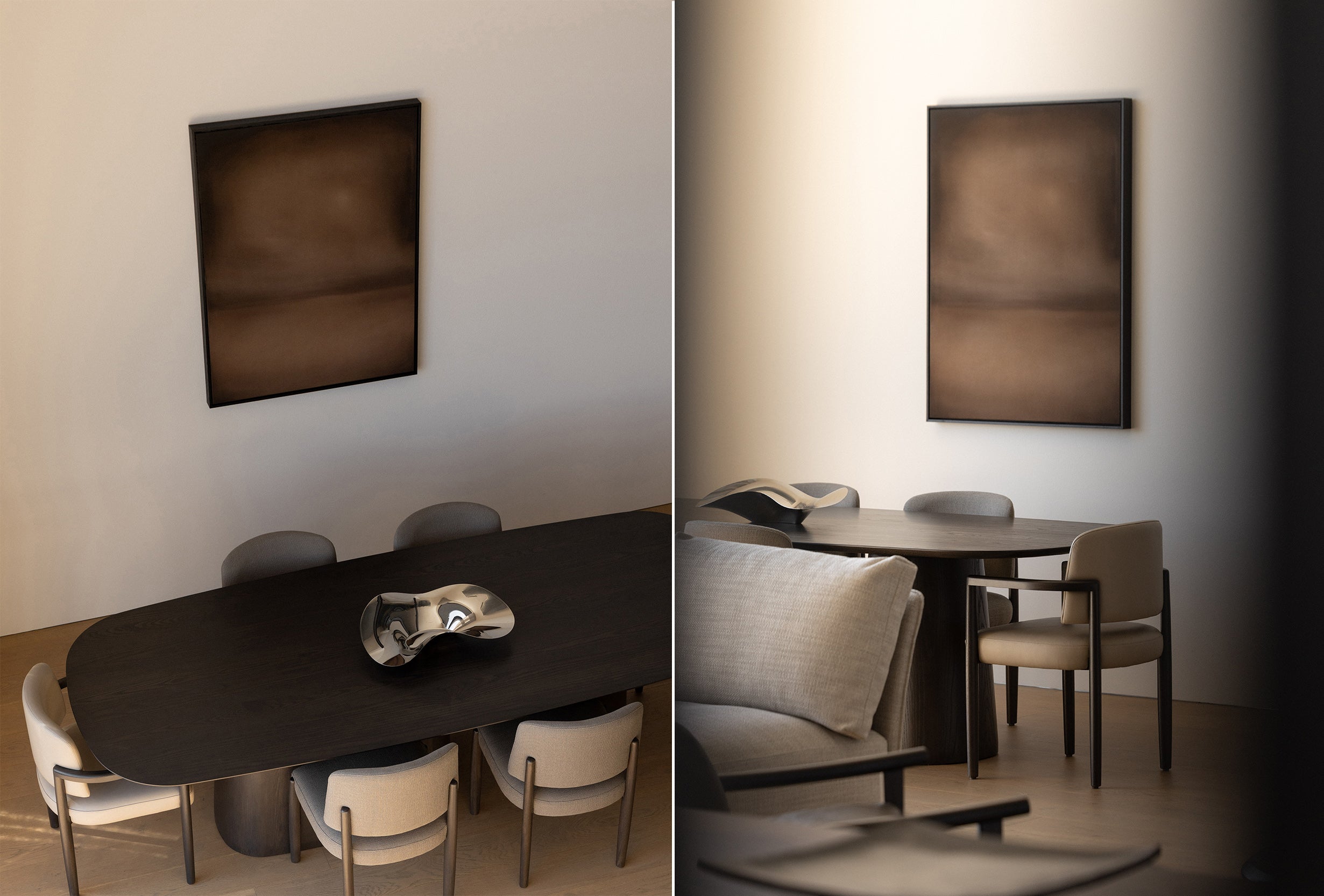 Michelle Wilkin's artwork in Woodwrights furniture showroom