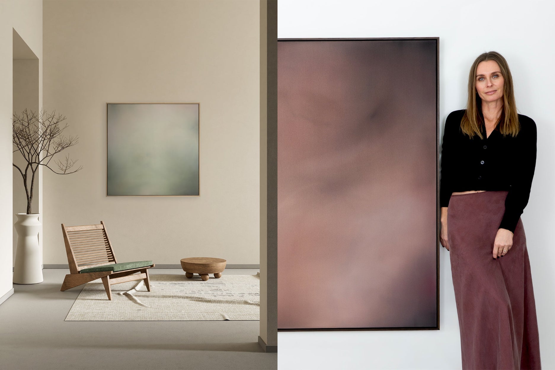 Artist Michelle Wilkin with recent commissioned artworks