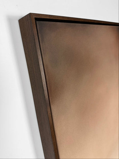 'Cookies and Cream' close up details of frame and raw canvas