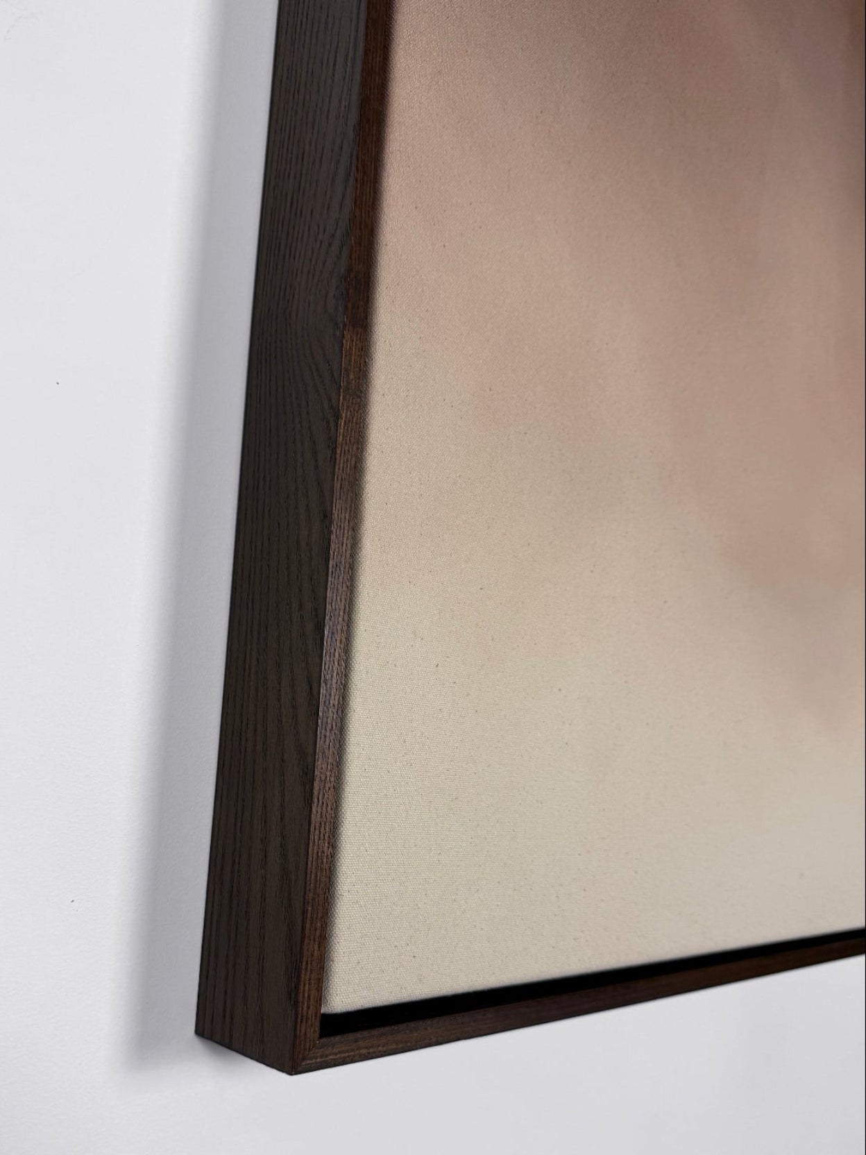 'Cookies and Cream' close up details of frame and raw canvas