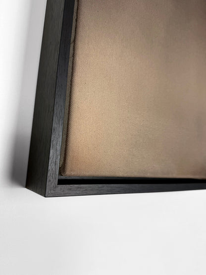 'Dark Horse' close up details of frame and raw canvas