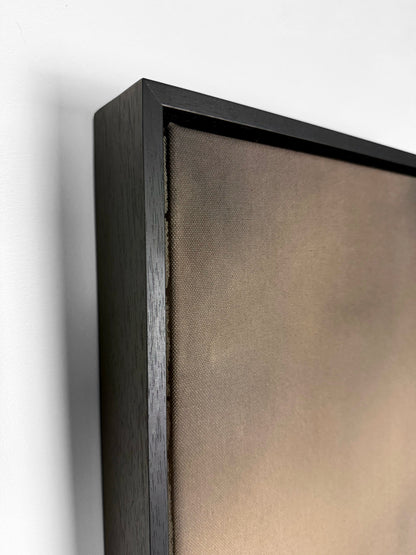 'Dark Horse' close up details of frame and raw canvas